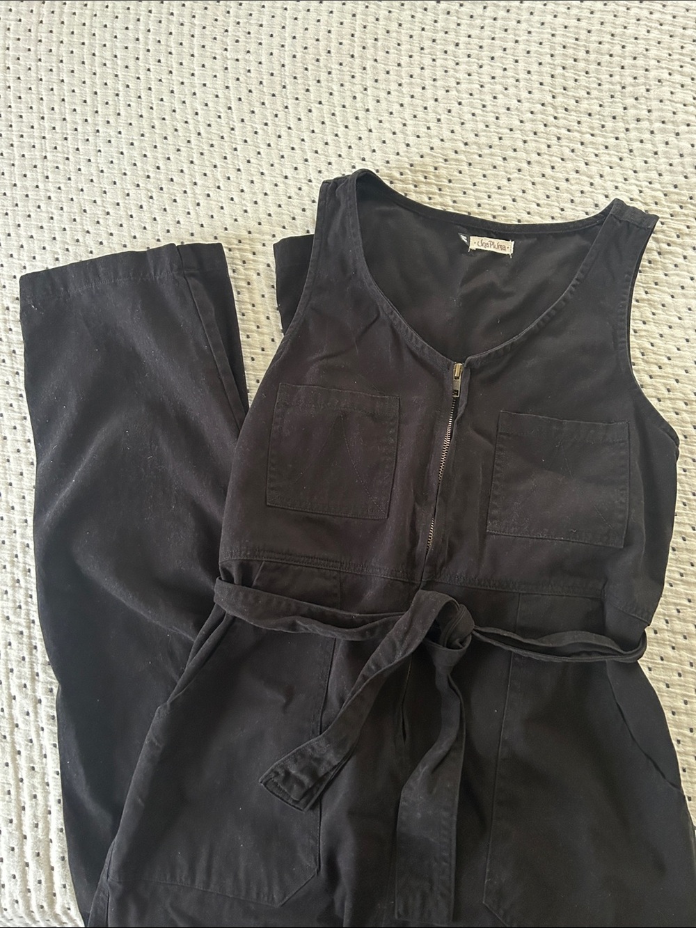 Una Pluma Cremallera Jumpsuit Black